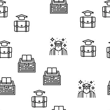 Knowledge And Mind Intelligence Vector Seamless Pattern 스톡 일러스트