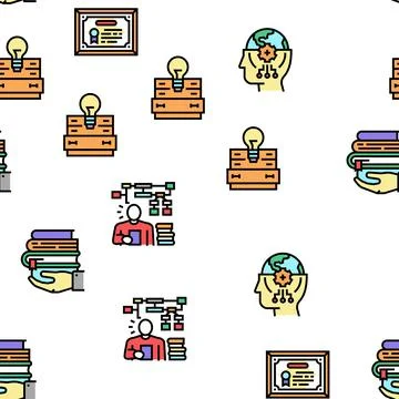 Knowledge And Mind Intelligence Vector Seamless Pattern Stock Illustration