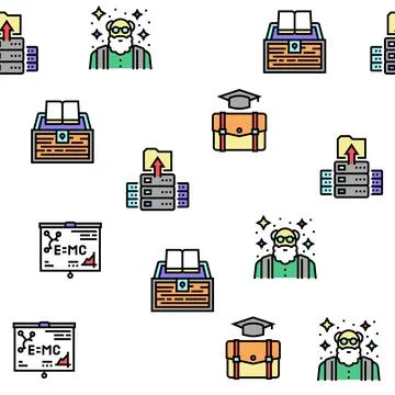 Knowledge And Mind Intelligence Vector Seamless Pattern 스톡 일러스트