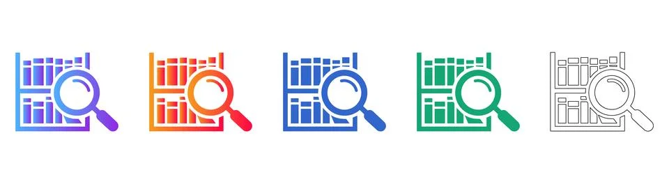 Knowledge Base and Data Indexing Icon Set Illustrazione stock