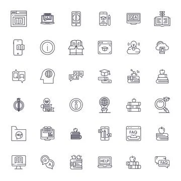 Knowledge Base Design Vector Icons featuring 36 Detail Enhanced Bold Line Sty Stock Illustration