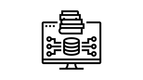 Knowledge base online learning platform line icon animation Stock Footage 326131422