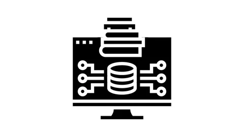 Knowledge base online learning platform glyph icon animation Stock Footage 326152093