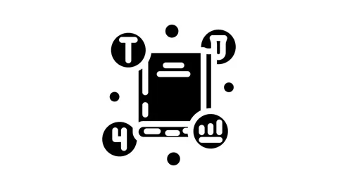 Knowledge base online learning platform glyph icon animation Stock Footage 326731102