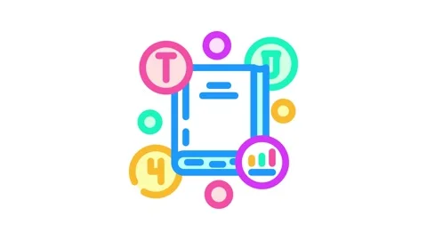 Knowledge base online learning platform color icon animation Stock Footage 327257304