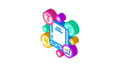 Knowledge base online learning platform isometric icon animation Stock Footage 327276854