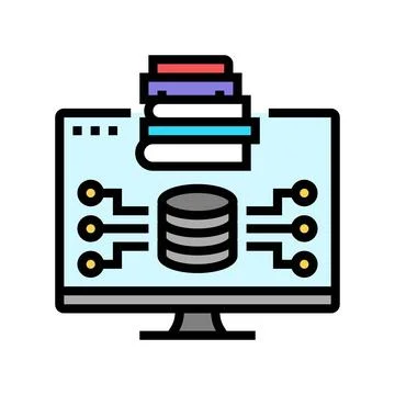 Knowledge base online learning platform color icon vector illustration Stock Illustration