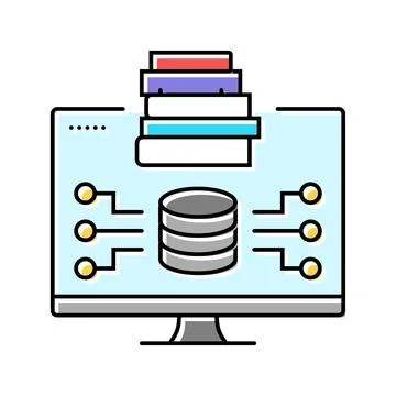 Knowledge base online learning platform color icon vector illustration Stock Illustration