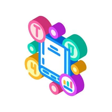 Knowledge base online learning platform isometric icon vector illustration Stock Illustration
