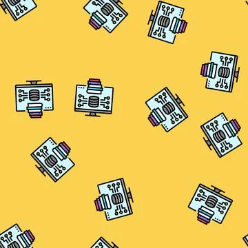 Knowledge base online learning platform vector seamless pattern Stock Illustration