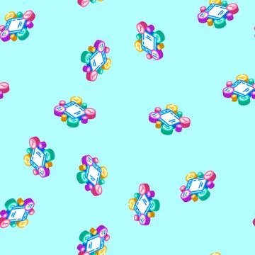 Knowledge base online learning platform isometric icon seamless pattern Stock Illustration