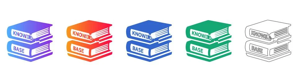 Knowledge Base Stacked Book Icons for Information Resources Illustrazione stock