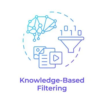 Knowledge-based filtering blue gradient concept icon Stock Illustration