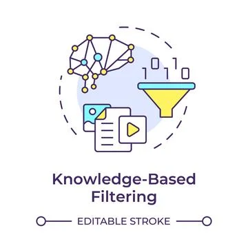 Knowledge-based filtering multi color concept icon Stock Illustration