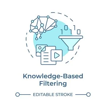 Knowledge-based filtering soft blue concept icon Stock Illustration