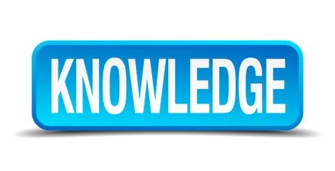 Knowledge blue 3d realistic square isolated button Stock Illustration