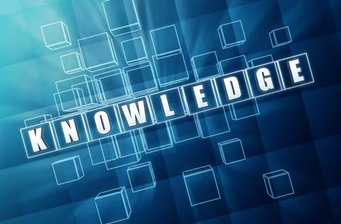 Knowledge in blue glass cubes Stock Illustration