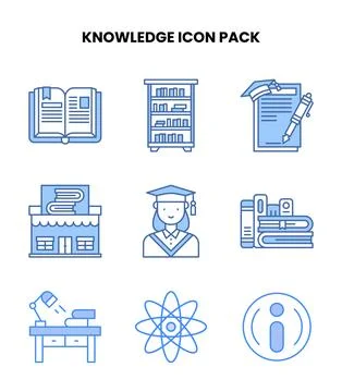 Knowledge Blue Graphics Icons Pack Illustrazione stock