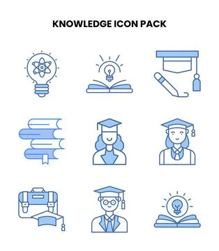 Knowledge Blue SVG Icons Pack Illustrazione stock