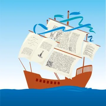 Knowledge boat Stock Illustration