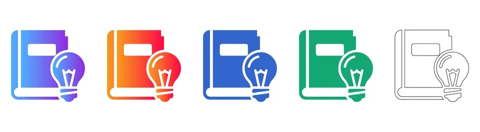 Knowledge Book and Lightbulb Icon Set Illustrazione stock