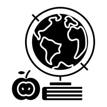 Knowledge - book - apple - globus - globe icon, vector illustration, black sign Stock Illustration