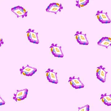 Knowledge book character isometric icon seamless pattern Stock Illustration