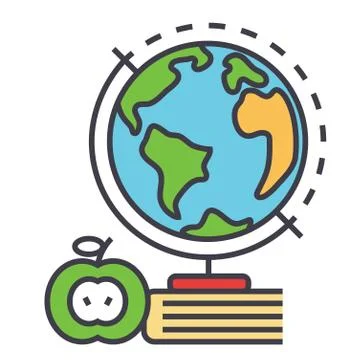 Knowledge, book, globus, globe, study, learning concept. Illustrazione stock