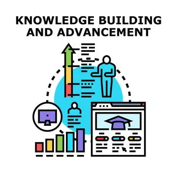 Knowledge building and advancement process for education learning Stock Illustration