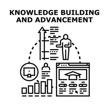 Knowledge building and advancement process for education learning Stock Illustration