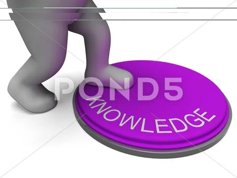 Knowledge button showing learning and intelligence Stock Illustration