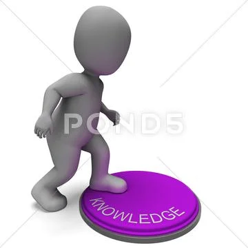 Knowledge button shows learning and intelligence Stock Illustration