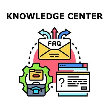 Knowledge center for frequently asked questions online Stock Illustration