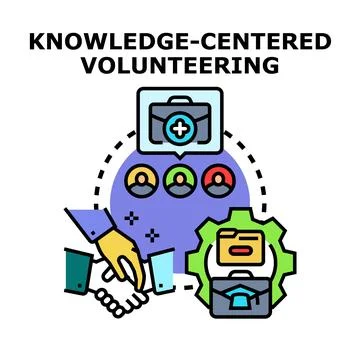 Knowledge centered volunteering concept with teamwork and support Illustrazione stock