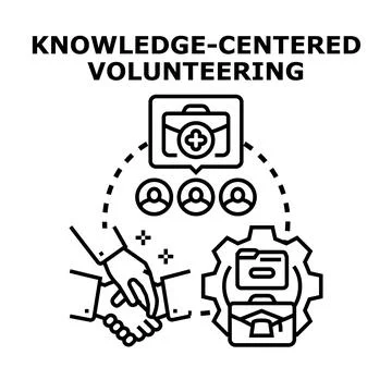 Knowledge centered volunteering concept with teamwork and support Stock Illustration