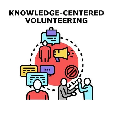 Knowledge centered volunteering organizing community support Stock Illustration