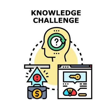 Knowledge challenge concept presenting valuable information acquiring Stockillustratie