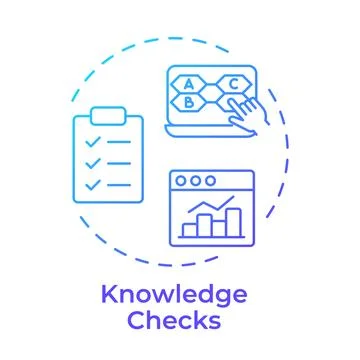 Knowledge checks blue gradient concept icon Stock Illustration