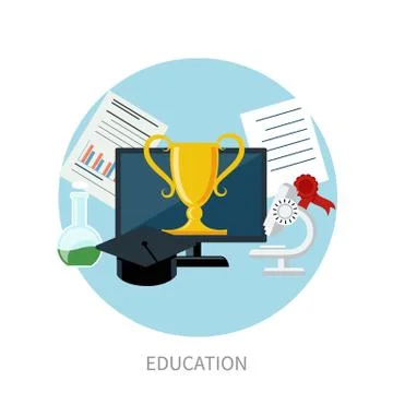 Knowledge collected from around the world concept Stock Illustration