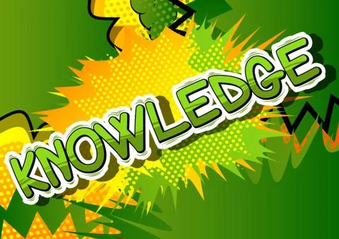 Knowledge - Comic book style word on abstract background. Stock Illustration