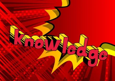 Knowledge - Comic book style word on abstract background. Stock Illustration