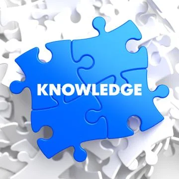 Knowledge Concept on Blue Puzzle. Stock Illustration