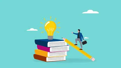 Knowledge to create creativity. education from reading book to develop skil.. 库存插图