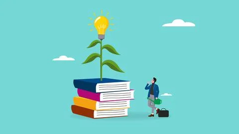 Knowledge to create creativity. education from reading book to develop skil.. 库存插图