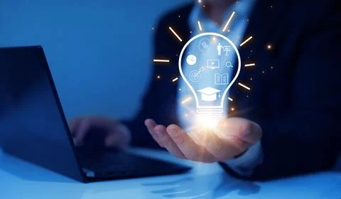 Knowledge to creative thinking idea of studying. Education internet Technology Illustration