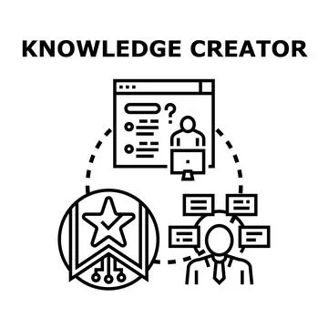 Knowledge creator developing ideas and content online Stock Illustration