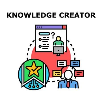 Knowledge creator developing ideas and content online Stock Illustration