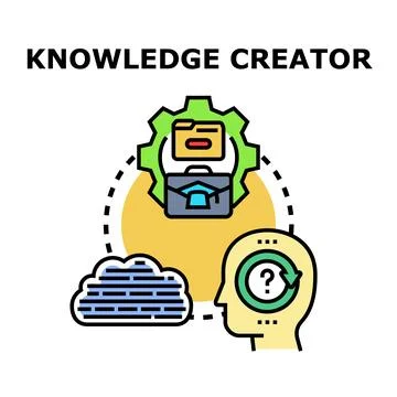 Knowledge creator developing new information through thought process Stock Illustration
