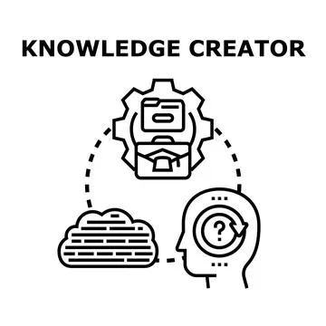 Knowledge creator developing new information through thought process Stock Illustration