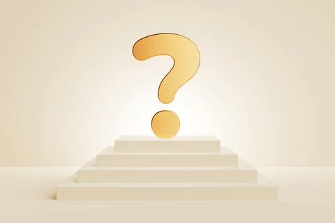 Knowledge, Curiosity And Decision Concept. Golden Question Mark On A Cream .. Stock Illustration